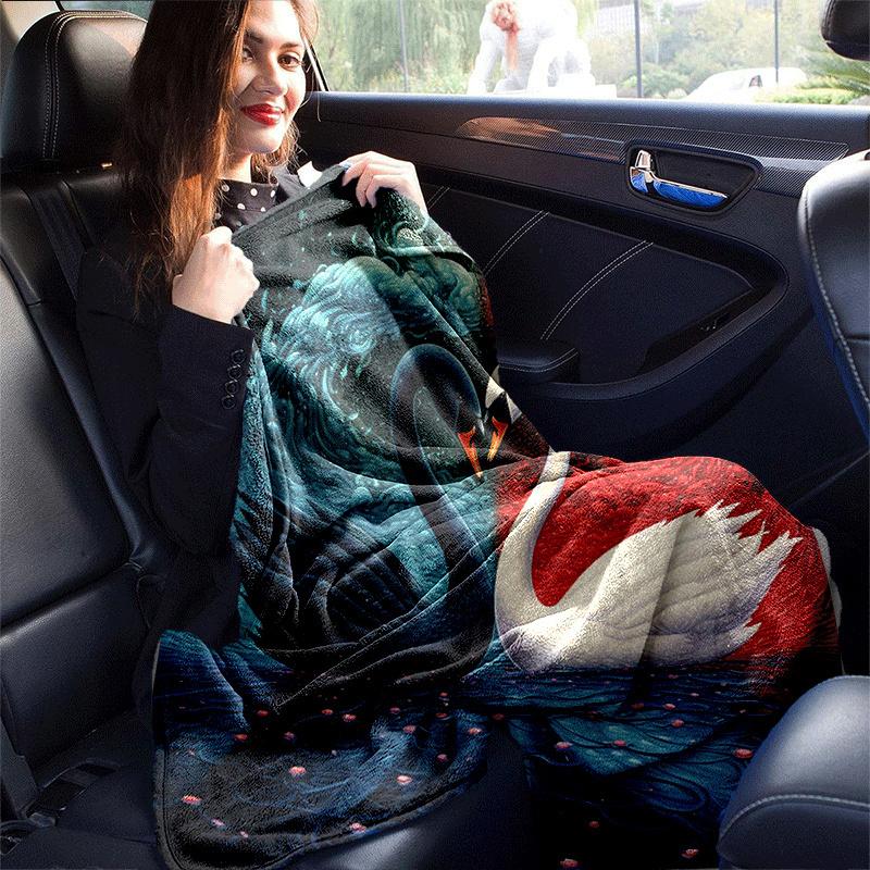 1 leichte Flanelldecke mit Schwanenmuster, bequeme und warme Decke, für Camping, Sofa, Bett, Couch, Büro, für alle Jahreszeiten