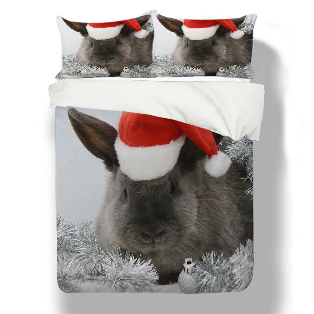 3D Rabbit Pattern Home Bedding Set 3D Animal Quilt Cover Pillow Case 2/3 Piece Zipper Super Soft Home Decoration Gift