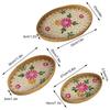 3Pcs Plant Fiber Serving Tray Woven Texture Breathable Structure Decorative Snack Tray Flat Tray Sturdy Fruit Tray Tea-Time Use