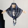 Hong Kong style retro versatile silk scarf fashion triangle scarf high sense elegant temperament accessories thin neck headscarf multi-purpose