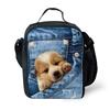 Classic Crossbody Denim pocket Cute Cat Dog Lunchbox Thermal insulation Food Lunch Bag 3D Printed Insulated Handbags Ice Bags