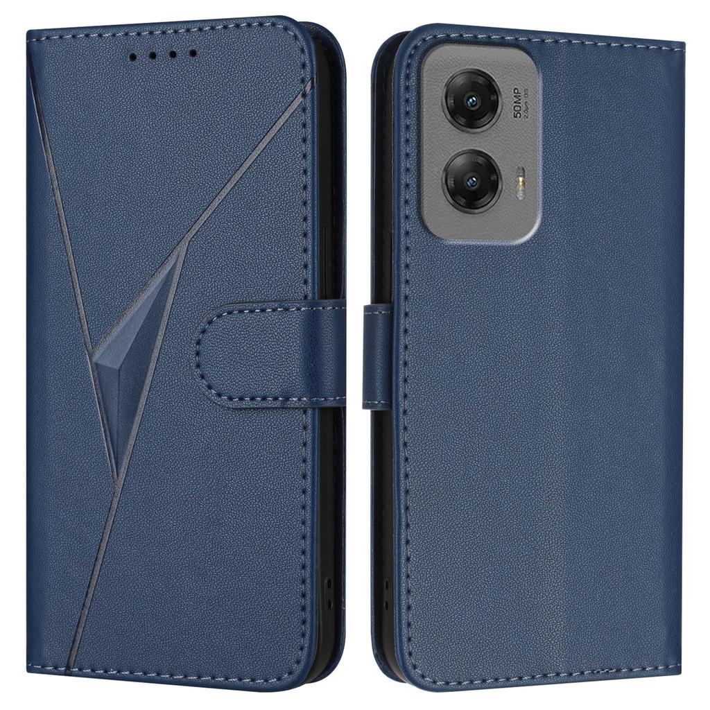 For Motorola Moto G Stylus 5G (2024) Case Triangle Imprint Leather Phone Cover with Lanyard