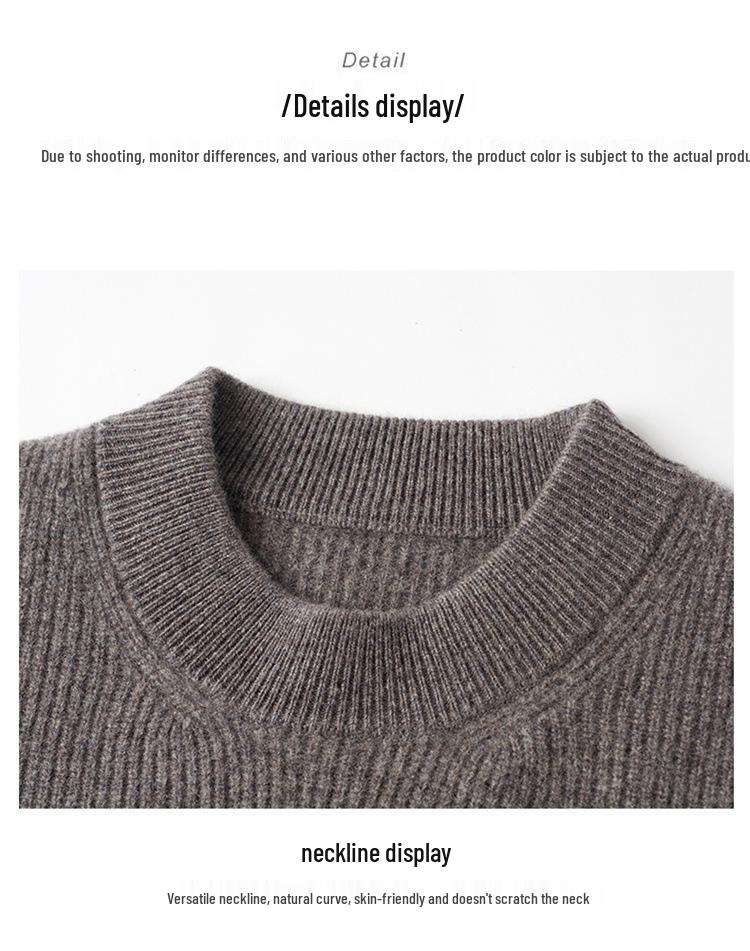 Men's 2025 Winter Wool Sweater: Fashionable Korean Style, Loose Fit, Thickened Round Neck for Middle-Aged and Young Men.