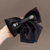 Romantic Rose Story Hair Clip With Satin Ribbon And Water Drip Rhinestones For Women