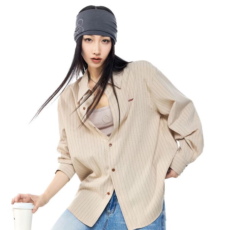 ICH MODE American Retro Striped Long-Sleeve Shirt for Women XL