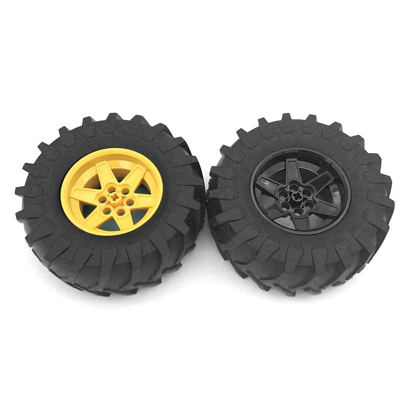 Rainbow Pig MOC Parts Wheel 15038 + 23798 Tire 107 X 44R High-Tech Compatible Bricks DIY Building Blocks Particle Kid Toy Gift