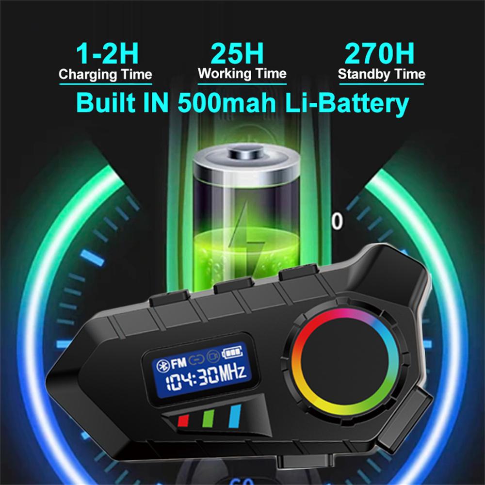 K30 Motorcycle Helmet Bluetooth 6 Headset FM Radio Stereo Earphone Waterproof Handsfree Headphone Voice Control Noise Reduction