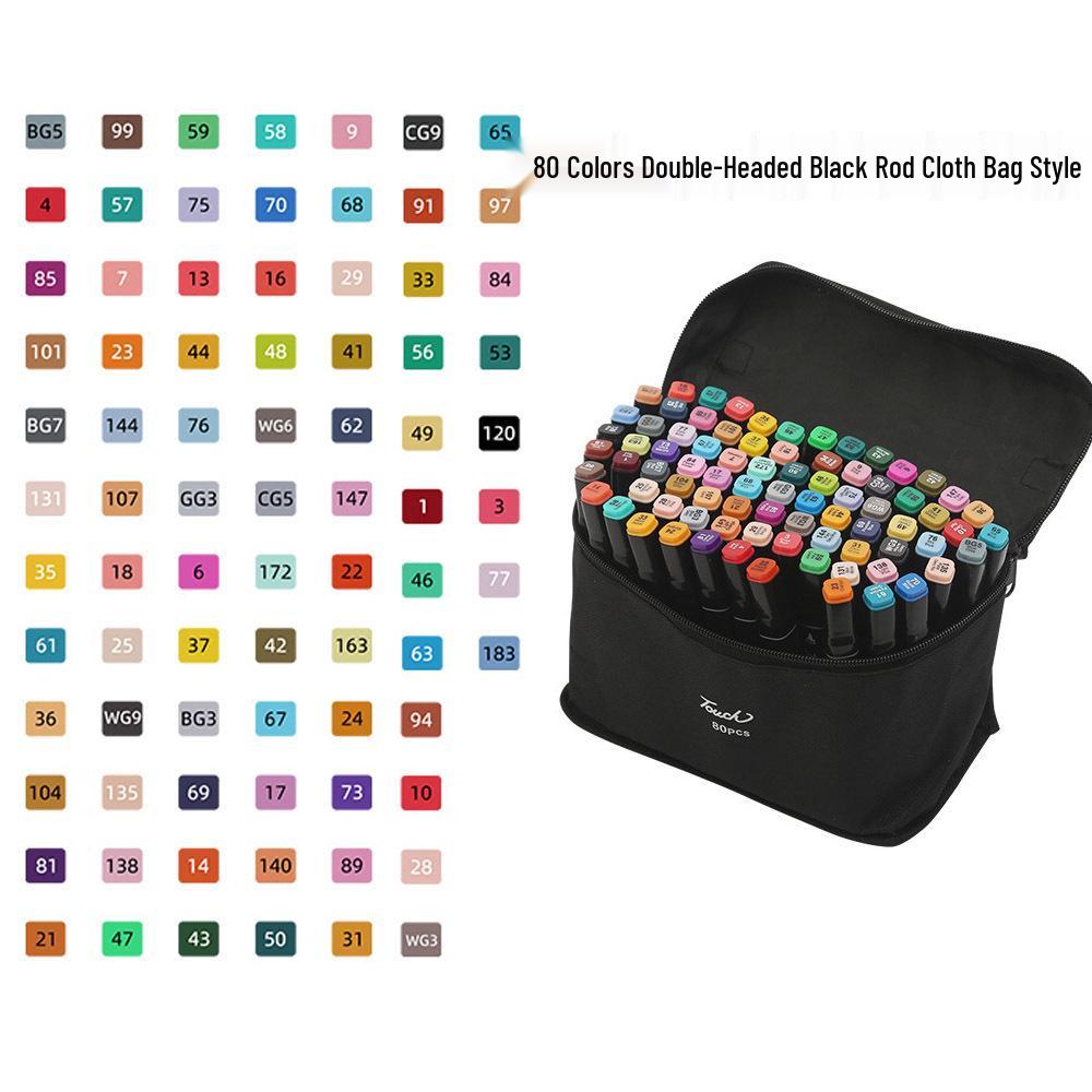 TOUCH 80-fargers dobbeltsidig alkoholbasert tusjsett for barnekunst og mangategning