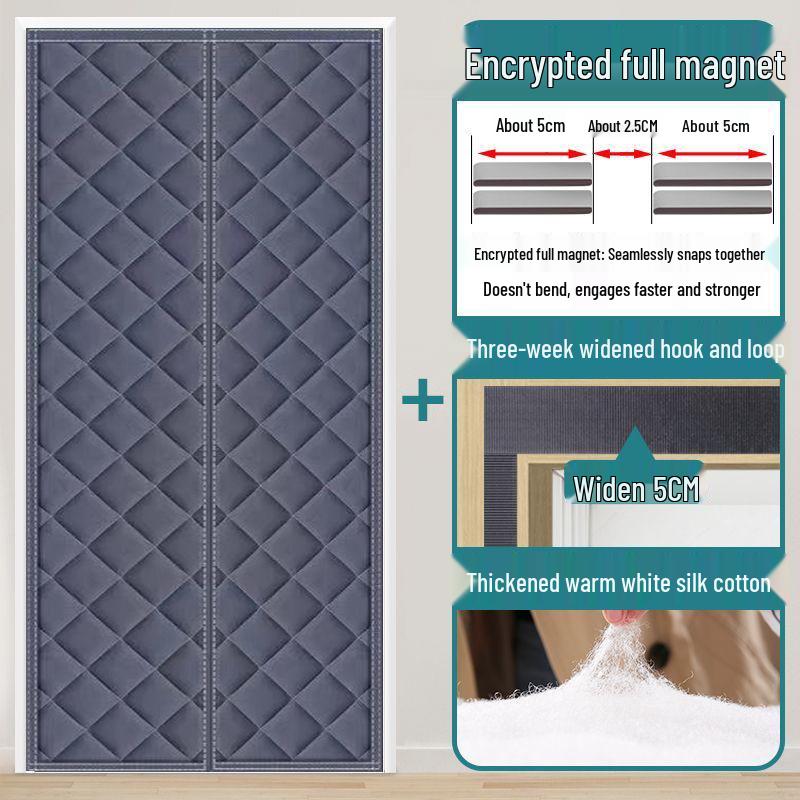 Winter Windproof & Soundproof Magnetic Double-Opening Door Curtain - Thickened, Cold-Proof, Self-Adhesive Cotton for Home