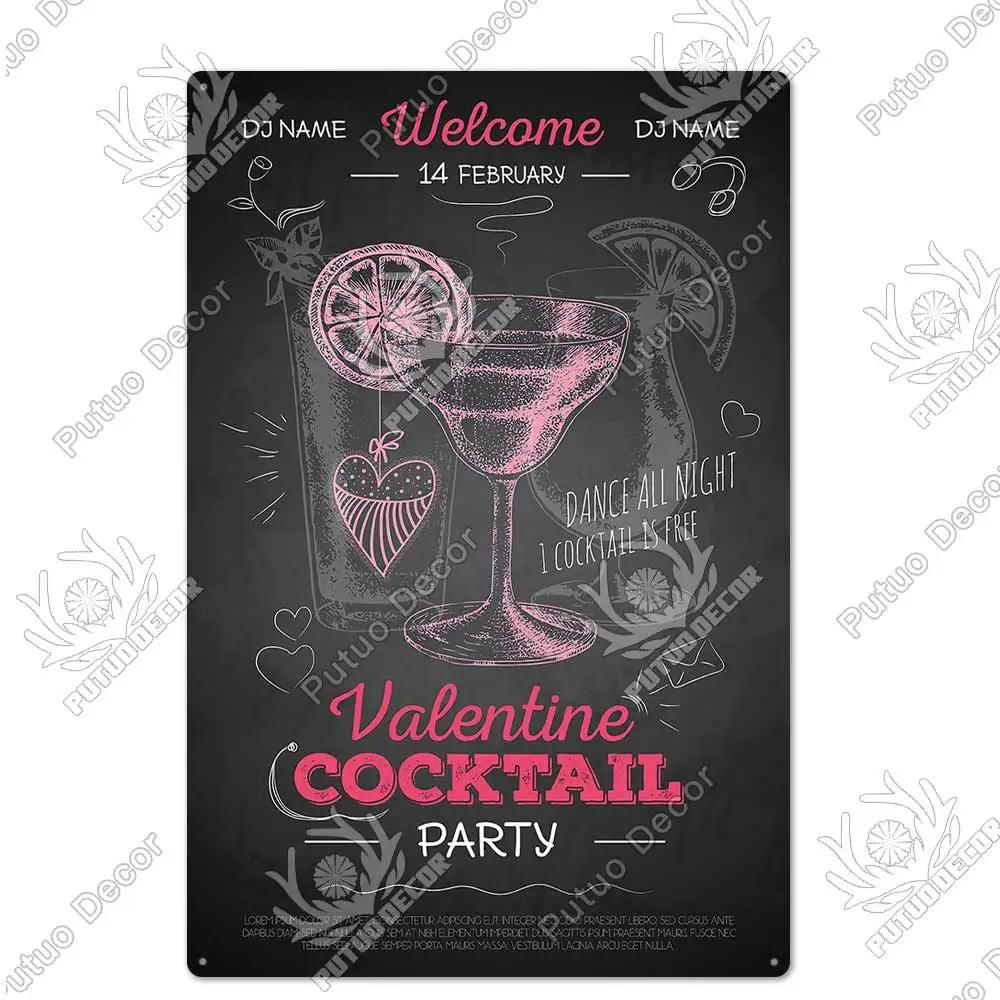 Putuo Decor Vintage Cocktail Metal Sign  Tin Plaque for Wall Decor Perfect for Bar Pub Man Cave or Living Room Decoration  Retro