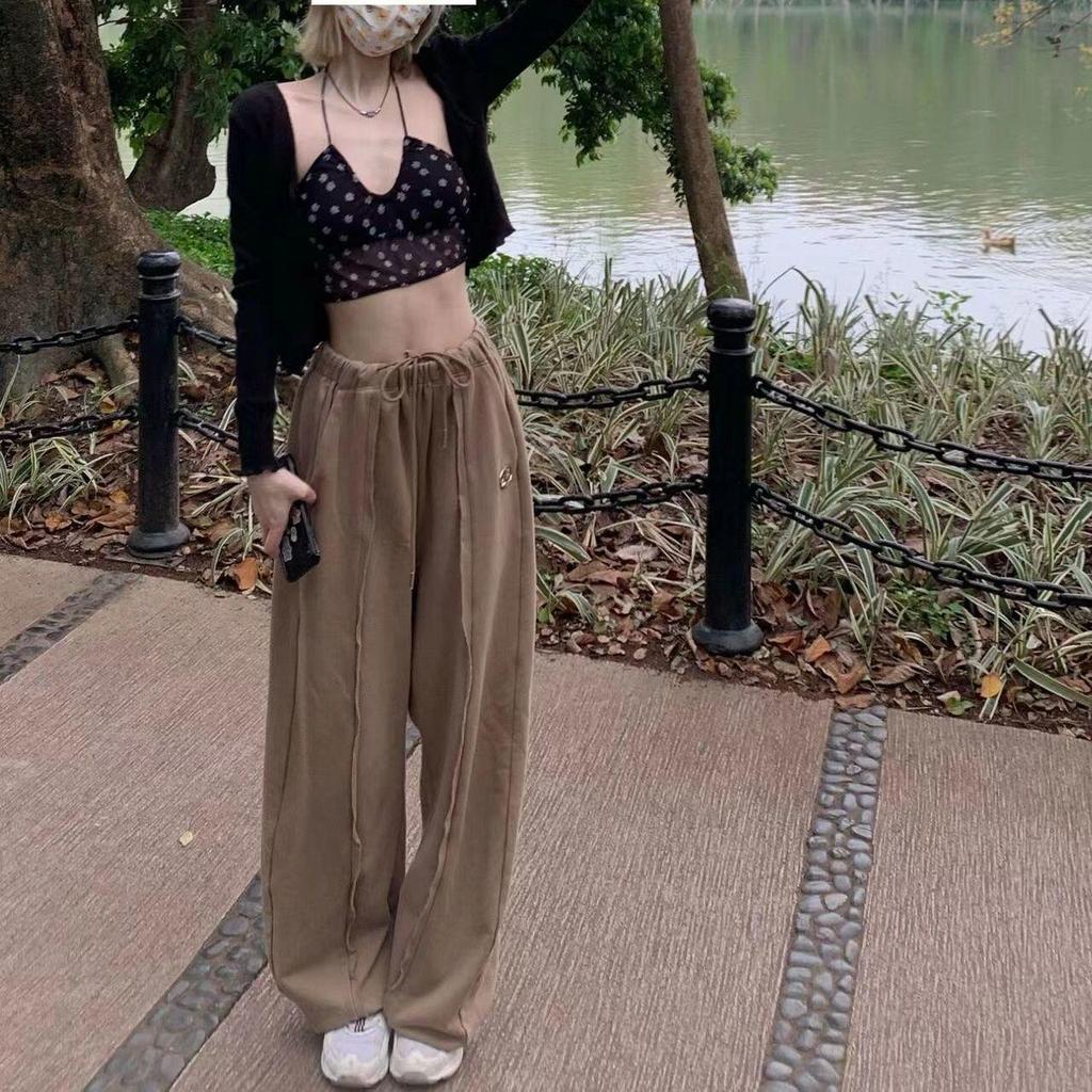 Women's Summer Retro Embroidered Patchwork Wide-Leg Joggers with Irregular Design