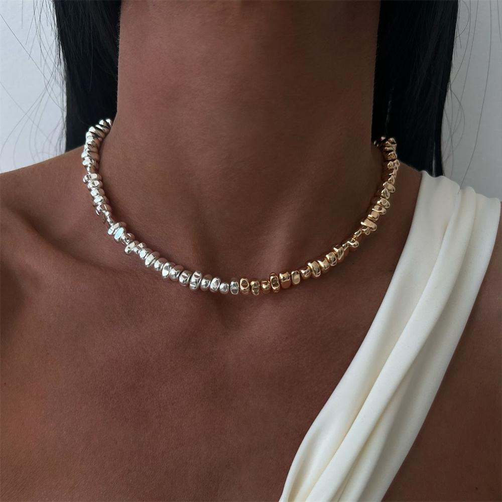 Moderne Vintage Silberfarbene Geometrische Perlenketten Halskette Für Frauen Weiblich Boho Quaste Herz Anhänger Schmuck