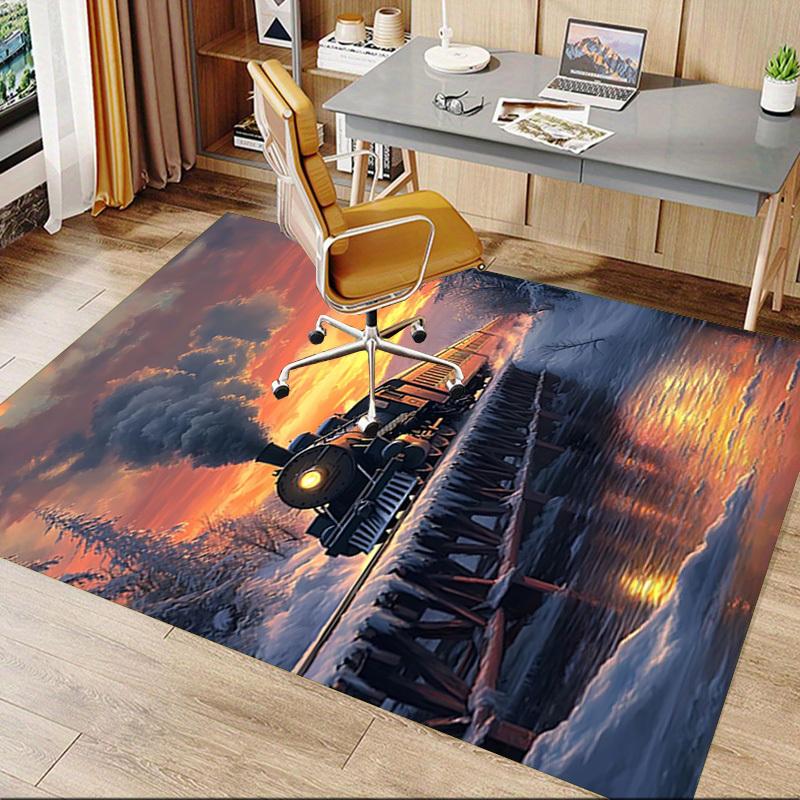 1PC train winter Carpet Office Rug Mat Home Decor Area Carpet Festival Gift Office desk chair carpet Longlasting Material