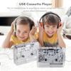 Snsowed Portable USB Cassette Transparent Cassette Tape Player with USB USB Cassette Capture Player, 2.0 Port,