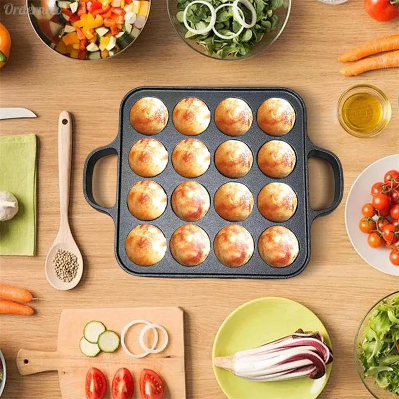 16 Hole Cast Iron Takoyaki Grill Pan Non-Stick Takoyaki Maker Octopus Ball Pancake Maker Kitchen Cookware Kitchenware