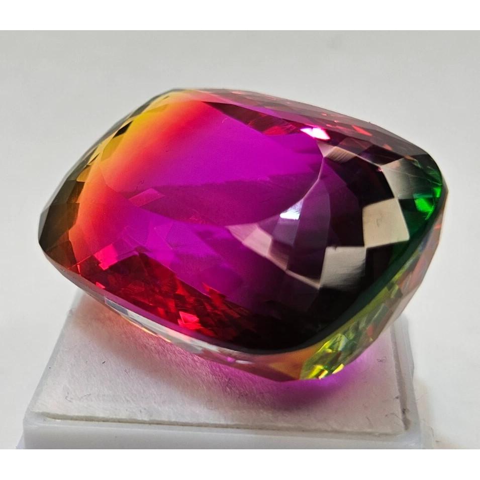 Stunning Natural Bi-Color Ametrine 80+ Ct Cushion Cut Certified Loose Gemstone
