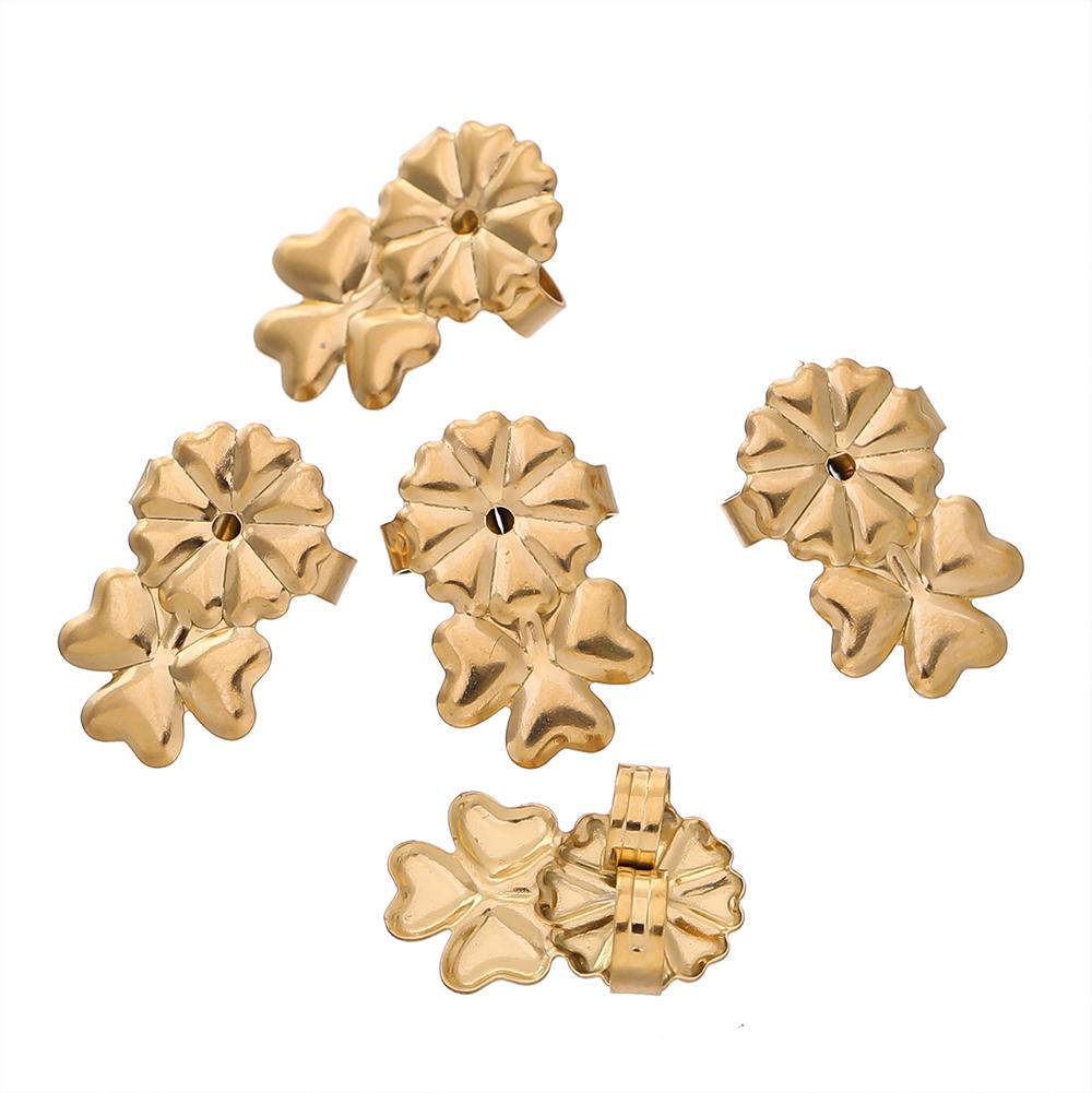 20pcs/lot Gold Color Flower Heart Stainless Steel Earring Studs Ears Hook Backs Stopper For Jewelry Making Earring Stoppers