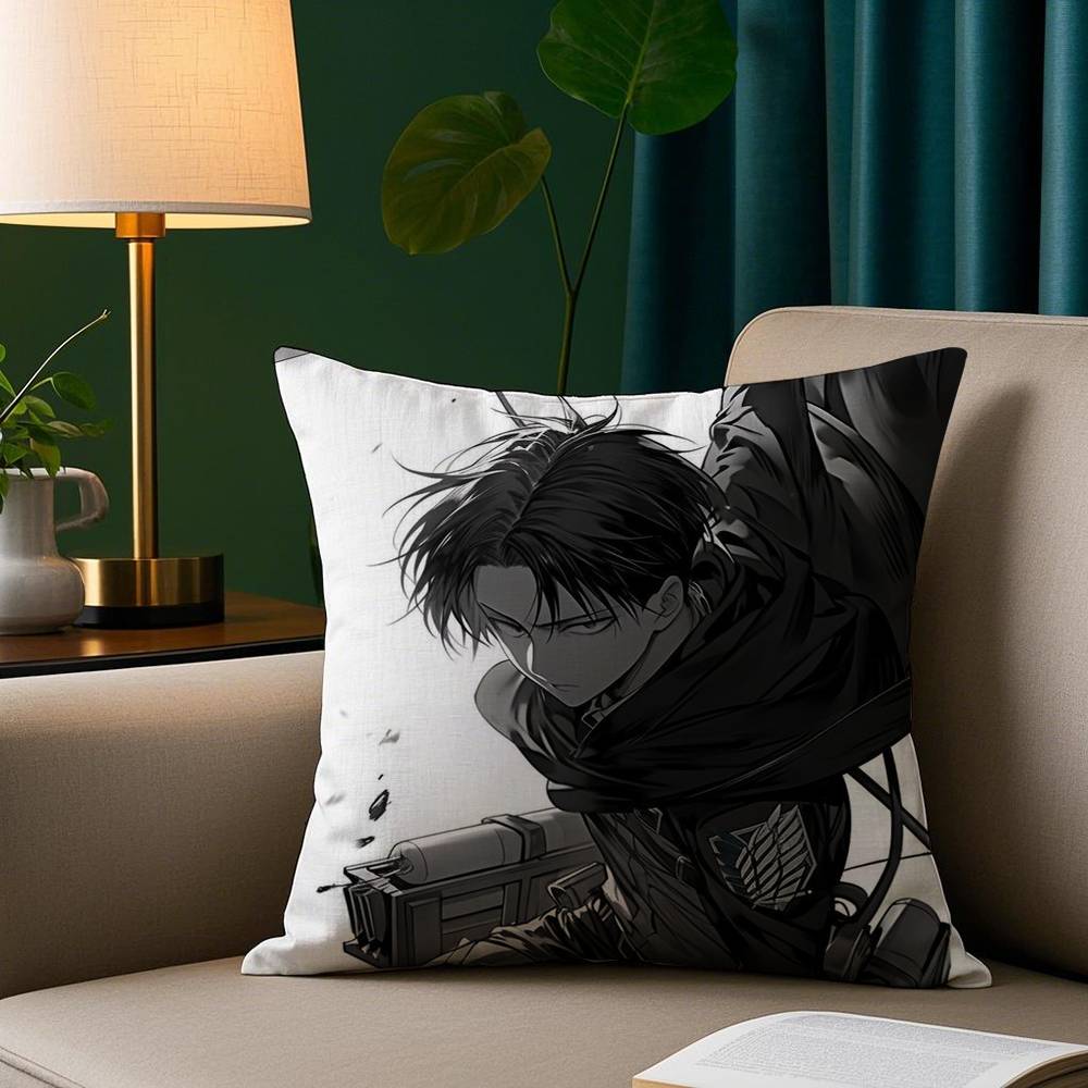 Levi Ackerman Attack On Titan Kissenbezug Gemütlicher Plüsch-Kissenbezug Beidseitig bedruckt – Wohngeschenk für Schlafzimmerdeko