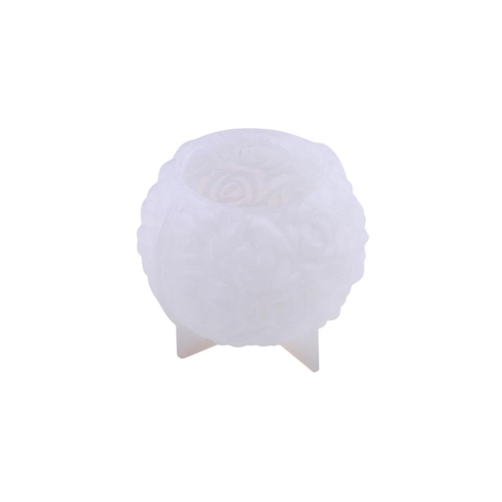 3D Rosenkugel Kerze Harz Silikonform Valentinstag Gussform Kreativer eleganter Blumenkerzenhalter Geeignet für DIY Kann