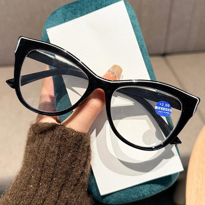 Fashionable Women Reading Glasses Unisex Retro Trendy Cat Eye Frame Presbyopic Glasses Men Popular Far Sight Eyewear 0 To +4.0