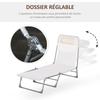 Sun Lounger Reclining Folding Deck Chair with Pillow Backrest Adjustable To 5 Levels Cream