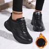 Ultra-light black shoes, new autumn and winter leather surface velvet cotton shoes, flat-bottomed sports and leisure shoes