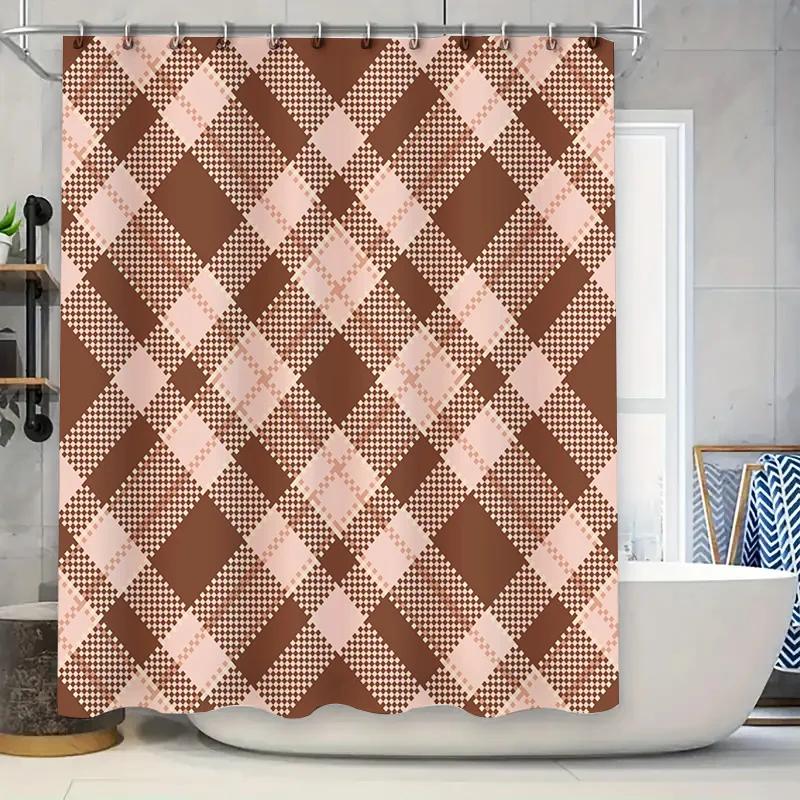 

Red Plaid Shower Curtain Bathroom Decor Waterproof Fabric Room Divider Window Treatment For Bathtub W60H190(CM)-1 Pcs