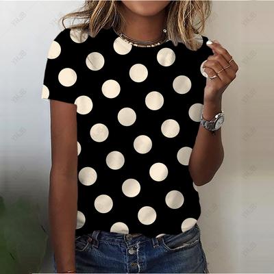 Women T-shirts Dot Printing Short Sleeve 90s Trend Ladies Print Lady Womens Graphic T Top Shirt Female Tee T-Shirt Women