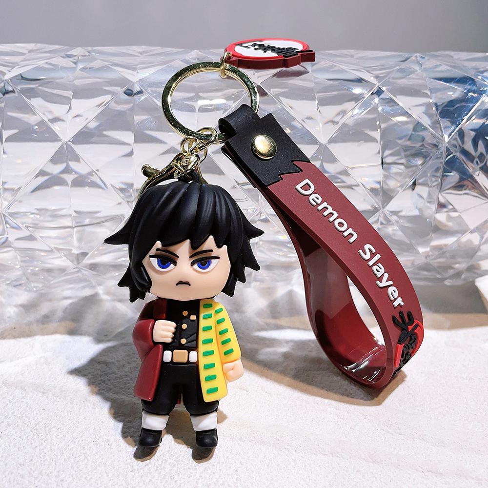 Demon Slayer keychains, anime doll car and motorcycle keychain accessories, cute character bag pendants, cartoon couple pendants