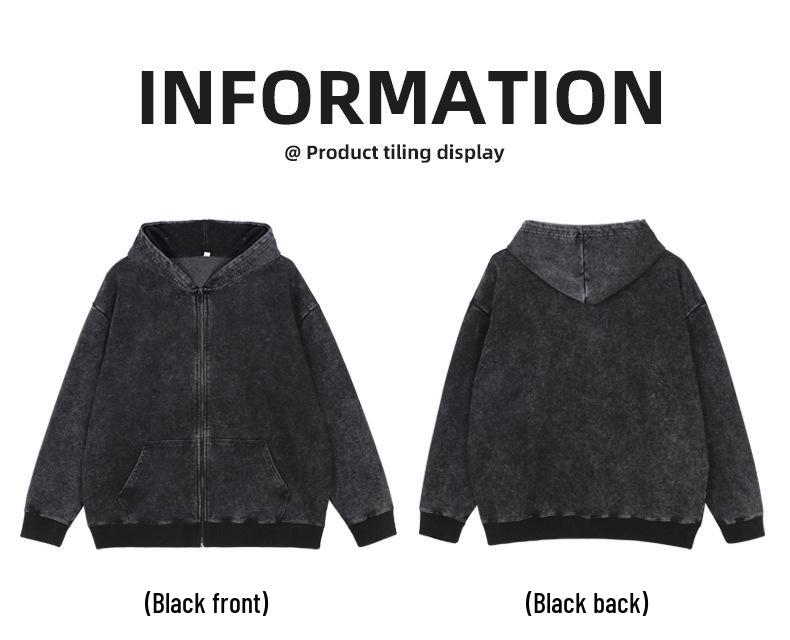 Men's Washed Vintage Cardigan Hoodie - Autumn/Winter Trendy Ins Retro Style