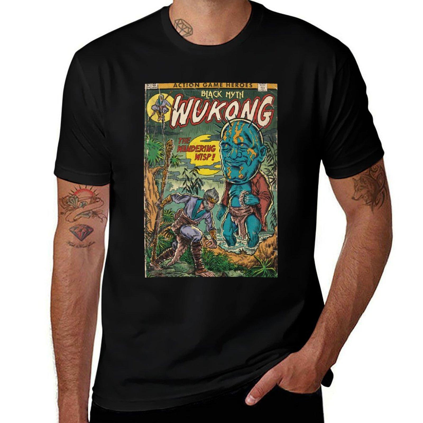 The Wandering Wisp! Black Myth Wukong Comic Book Cover Fan Art T-Shirt graphic tee shirt shirts graphic tees mens fashion XL