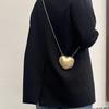 Women'S Heart-Shaped Chain Bag, Korean Style, Trendy Diamond Pattern, Shoulder Crossbody Bag with a Metallic Feel, Lightweight Small Square Bag