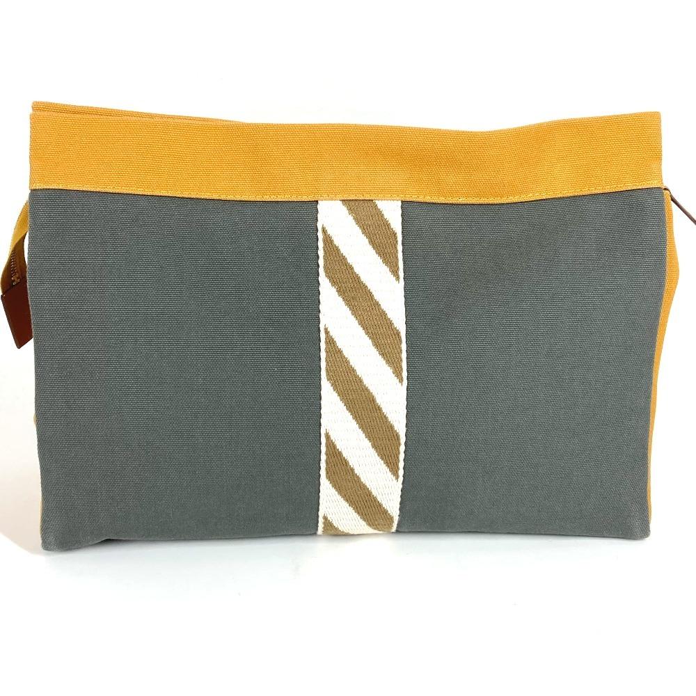 HERMES H logo Jimet GM Pouch Bag Makeup Multi Pouch Clutch bag gray/Yellow