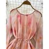 Gentle Long Sleeves Tie Dye Wide Hem Printed Dress
