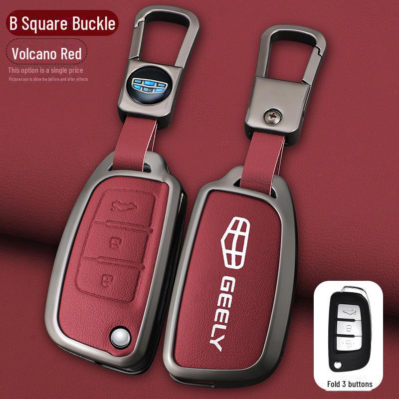 Geely Car Folding Key Cover for Vision X3, King Kong, Panda S1, and Vision X1 - Metal Shell for Men.