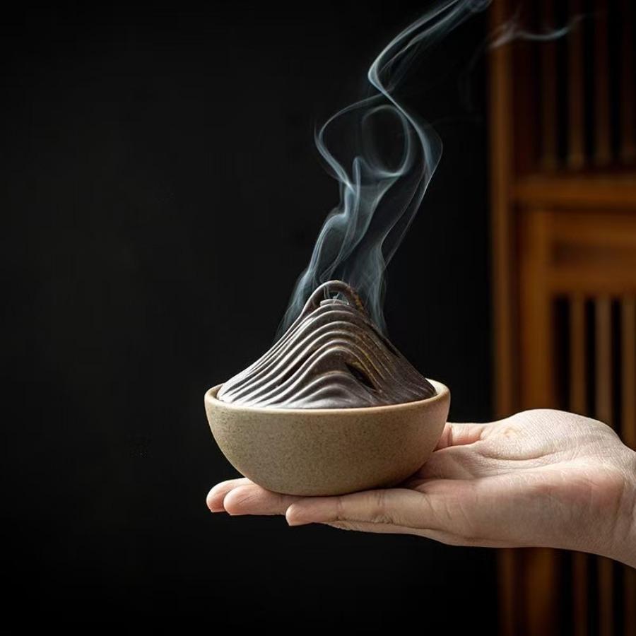 Zen Mountain Incense Burner Ceramic Hill Incense Holder for Meditation Tea Ceremony Vintage Desktop Decor for Home Office