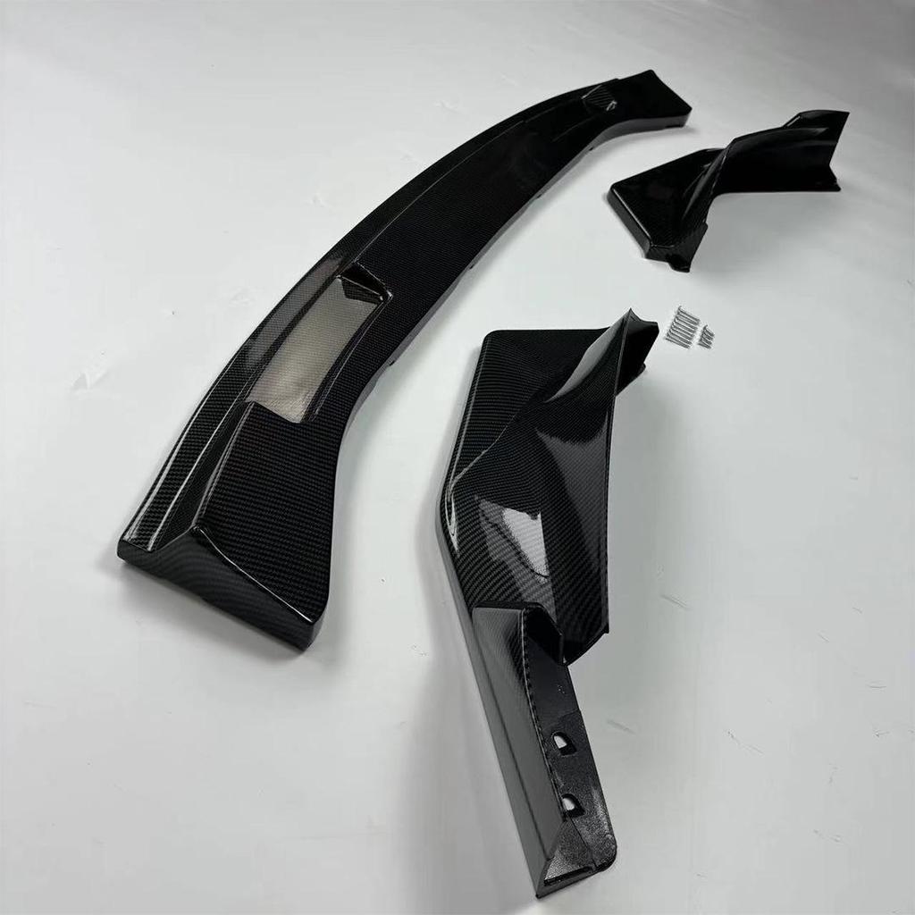 Compatible BMW G80/G82 V Style M3/M4 Three-Section Front Lip Carbon Fiber Pattern Kit - Bright Black