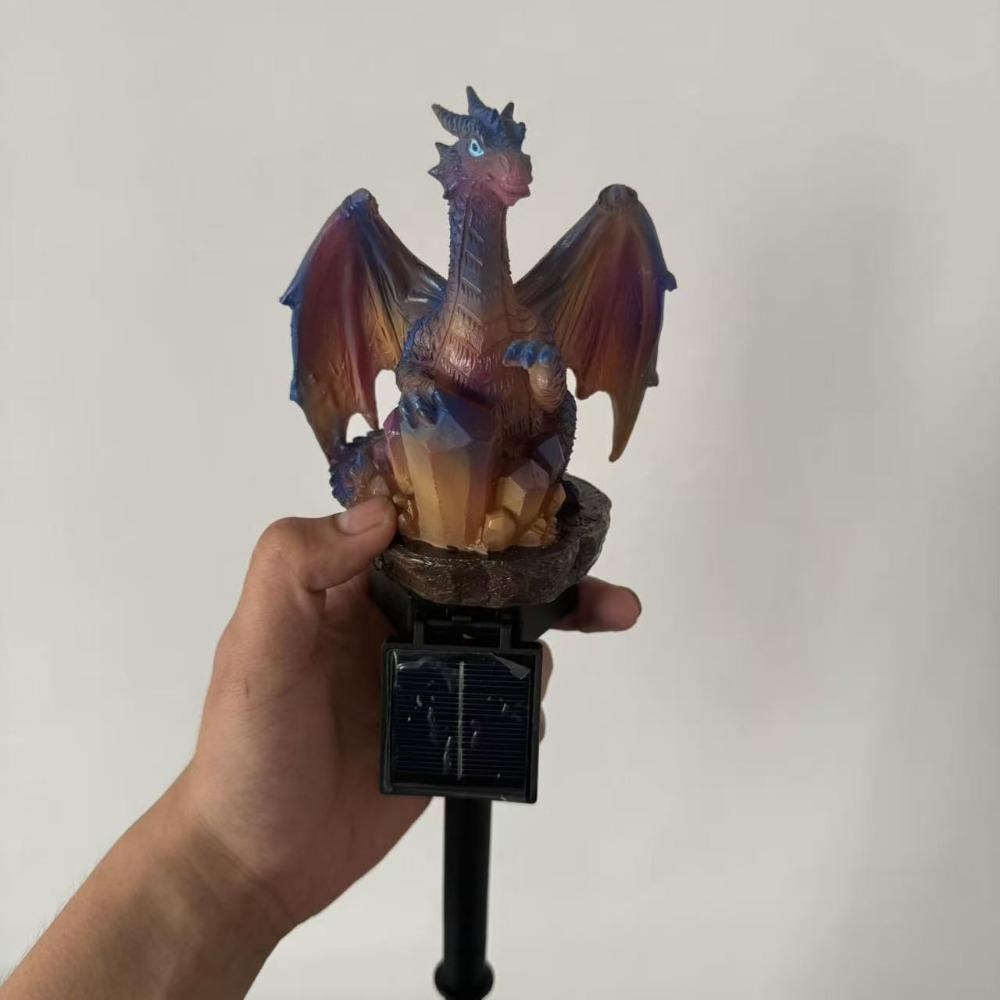 Soft Warm Glow Dragon Solar Garden Light Dragon Statue Gothic Shape Dragon Figurine Lamp Medieval Fantasy Animal