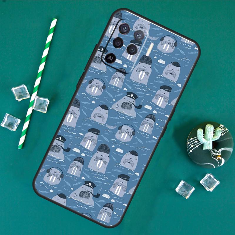 Cute Walrus Case For Oppo A60 A40 A80 A16 A76 A96 A18 A38 A58 A78 A98 A91 A15 A17 A74 A94 A54 A57S Cover