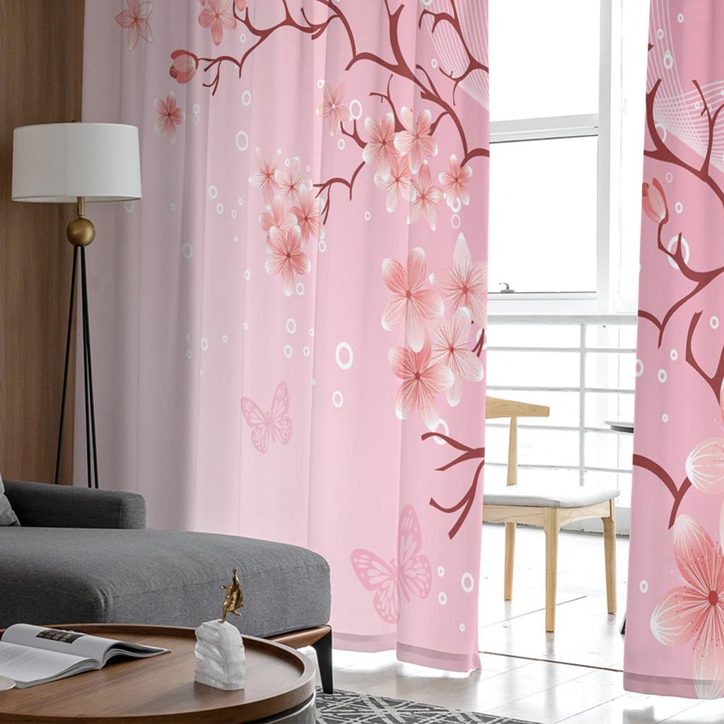 Kirschblüte Schmetterling Rosa Tüll Vorhänge Für Wohnzimmer Schlafzimmer Voile Vorhang Hause Dekoration Sheer Balkon Tür Vorhang