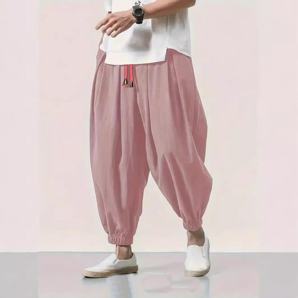 Summer new men's bloomers, loose cotton and linen leggings men's wide-leg pants Harlan leggings
