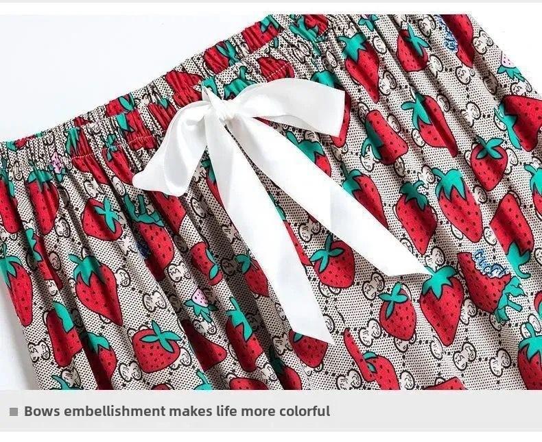 Women's Summer Loose-Fit Wide-Leg Pajama Pants - Imitation Cotton Silk, Nine-Point Length, Wear Indoors or Out