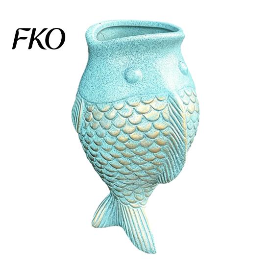 Decorative Garden Planter Fish Shape Wall Mounted Hanging Flower Pot for Balcony Outdoor Patio Vertical