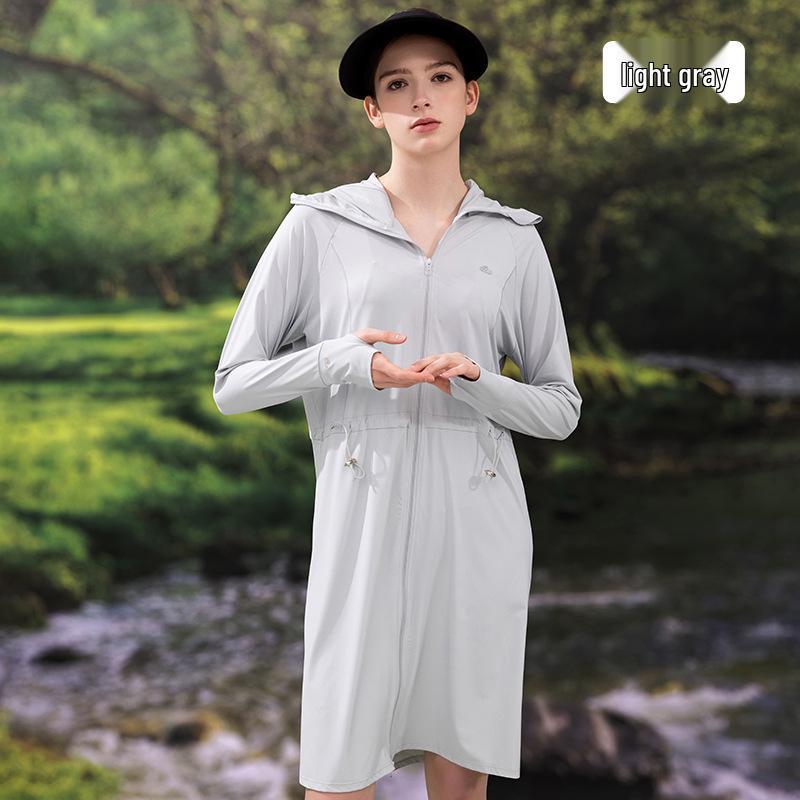 

Женская приталенная рубашка с длинным рукавом из ледяного шелка для защиты от солнца Large светло-серый