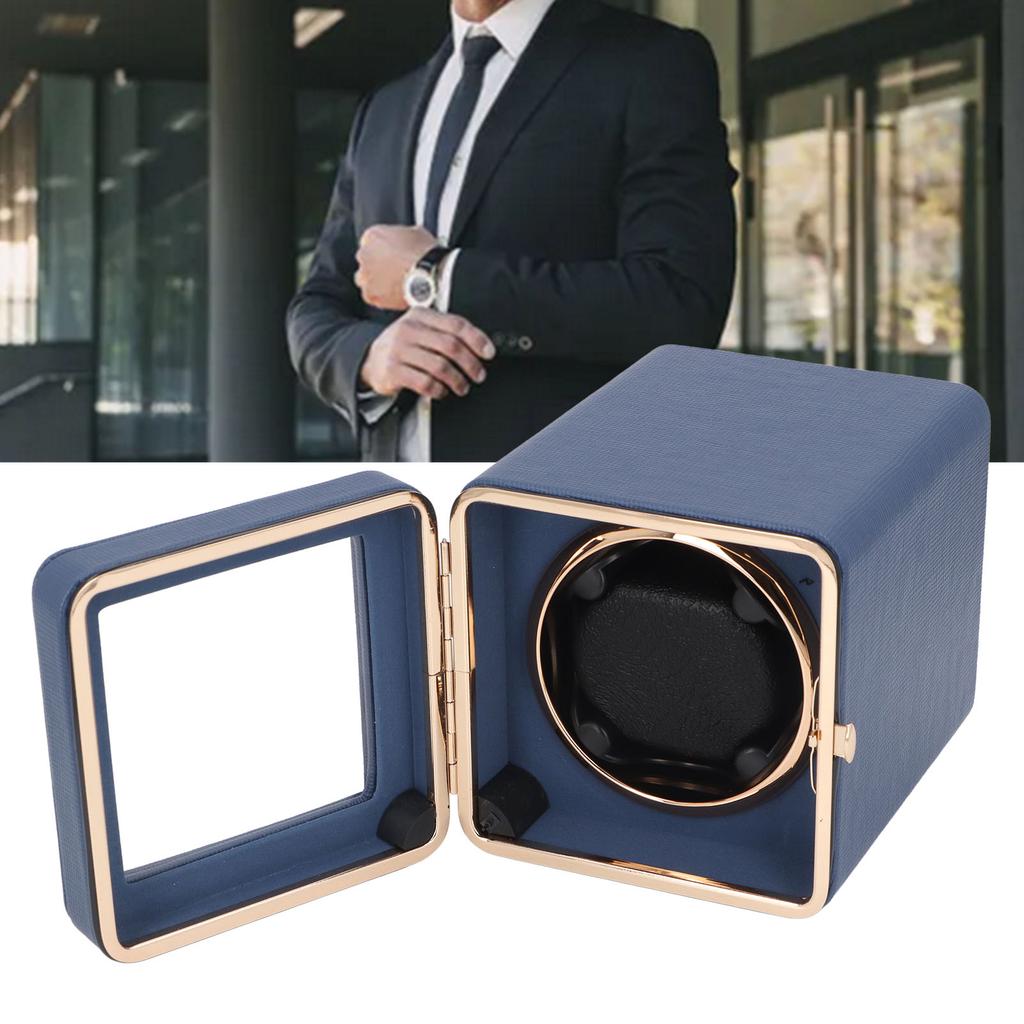 Single Watch Winder 5 Rotating Modes PU Lther Automatic Watch Winder Box with Light USB Type C Power Supply