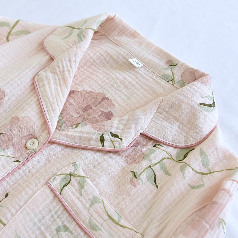 Women's Spring/Autumn Cotton Gauze Pajama Set - Long Sleeve Top & Pants