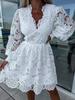 European and American new sexy hollow water-soluble lace temperament commuter dress