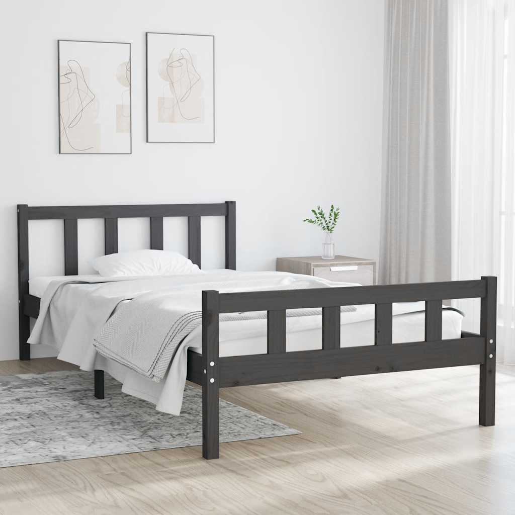 Solid Wood Bed Grey 100x200 cm