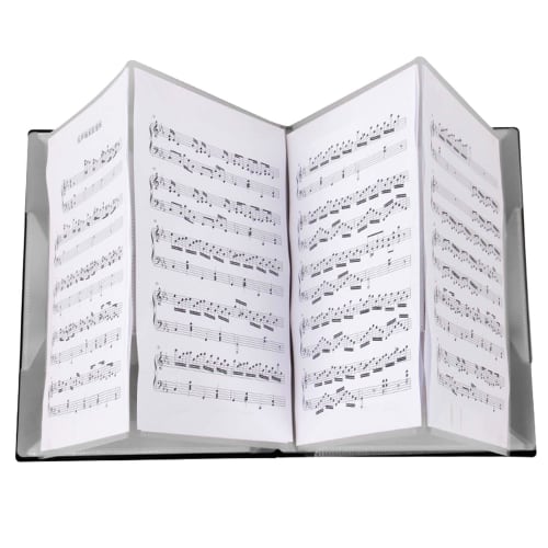 4-Sided Music Folder, A4 Size, Black, Spiral Binder, 40 Pages, Writable, for Sheet Music Storage and Organization, Perfect for Piano, Guitar, Recitals