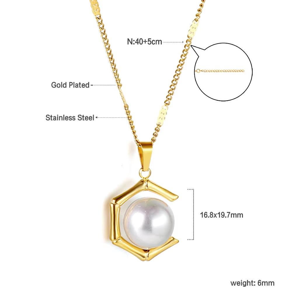 Women's Fashion Geometric Jewelry Light Luxury Multiple Styles Stainless Steel Pearl Pendant Choker Necklace